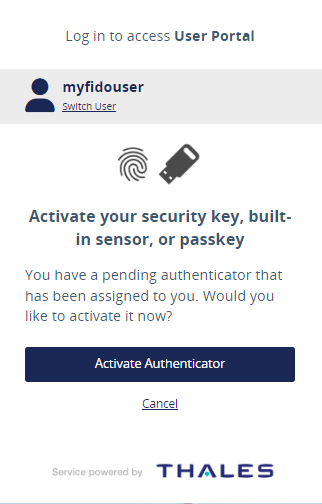 Activate FIDO token